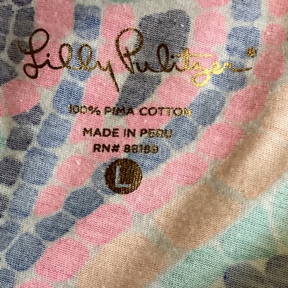 Lilly Pulitzer Edna Swing Dress Tile Wave Reduced Multi Asymmetrical Hem 3/4 Slv - Picture 11 of 13